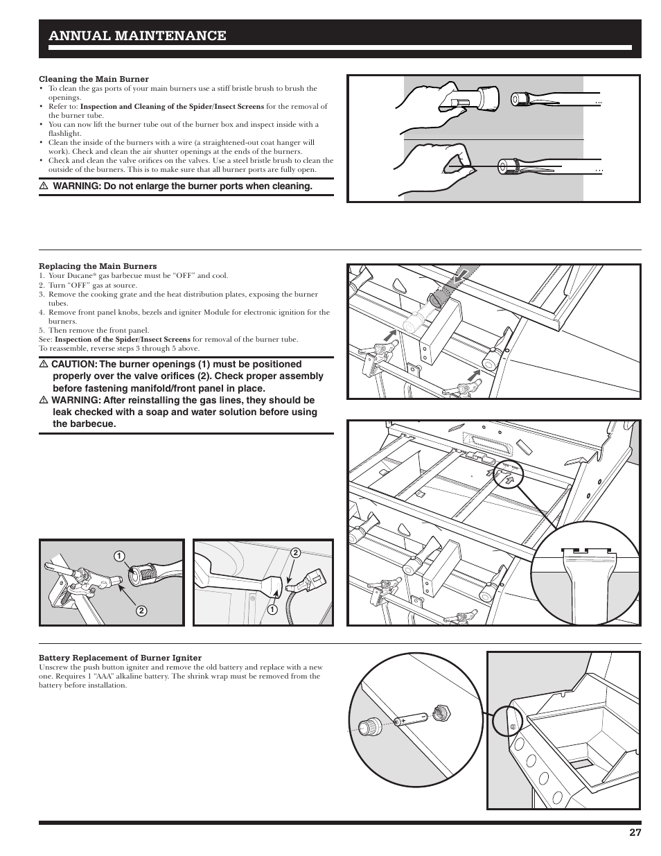 Annual maintenance | Ducane Affinity LP Gass Grill 31-3200 User Manual | Page 27 / 60