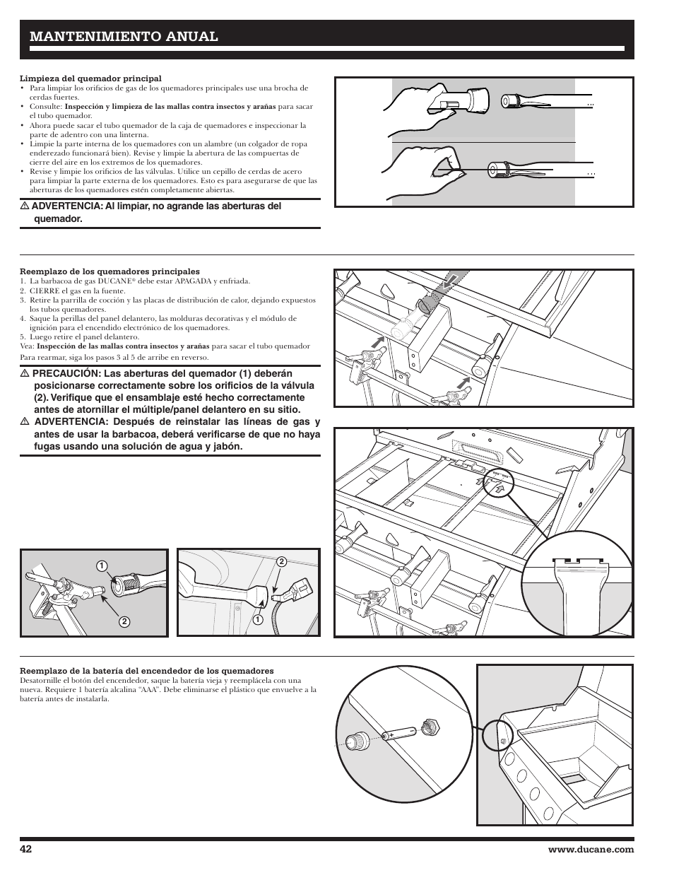 Mantenimiento anual | Ducane Affinity LP Gass Grill 31-3200 User Manual | Page 42 / 60