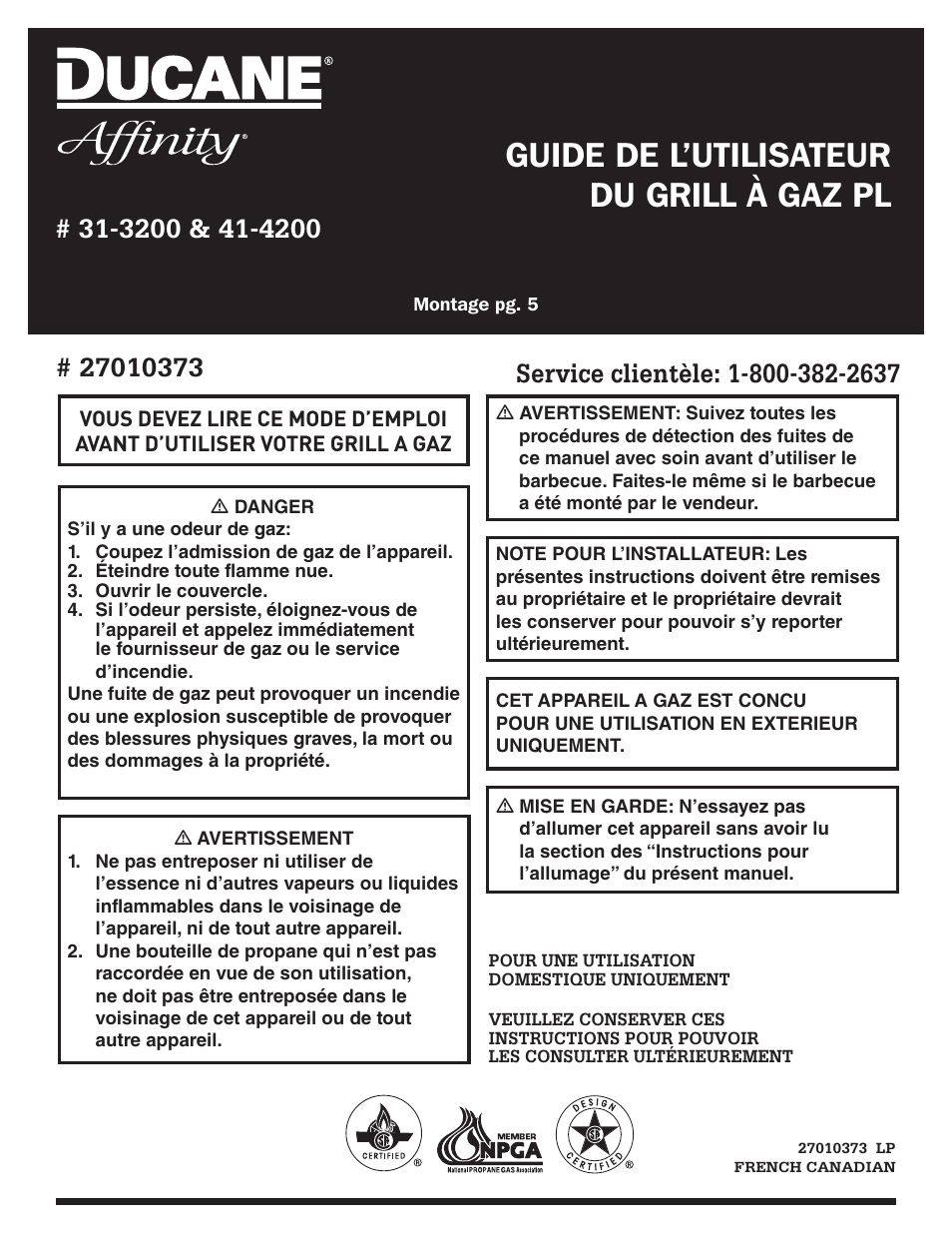 Guide de l’utilisateur du grill à gaz pl | Ducane Affinity LP Gass Grill 31-3200 User Manual | Page 43 / 60