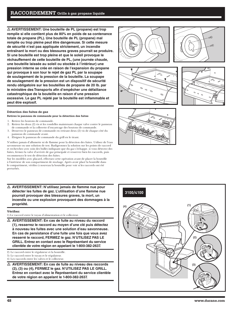 Raccordement | Ducane Affinity LP Gass Grill 31-3200 User Manual | Page 48 / 60