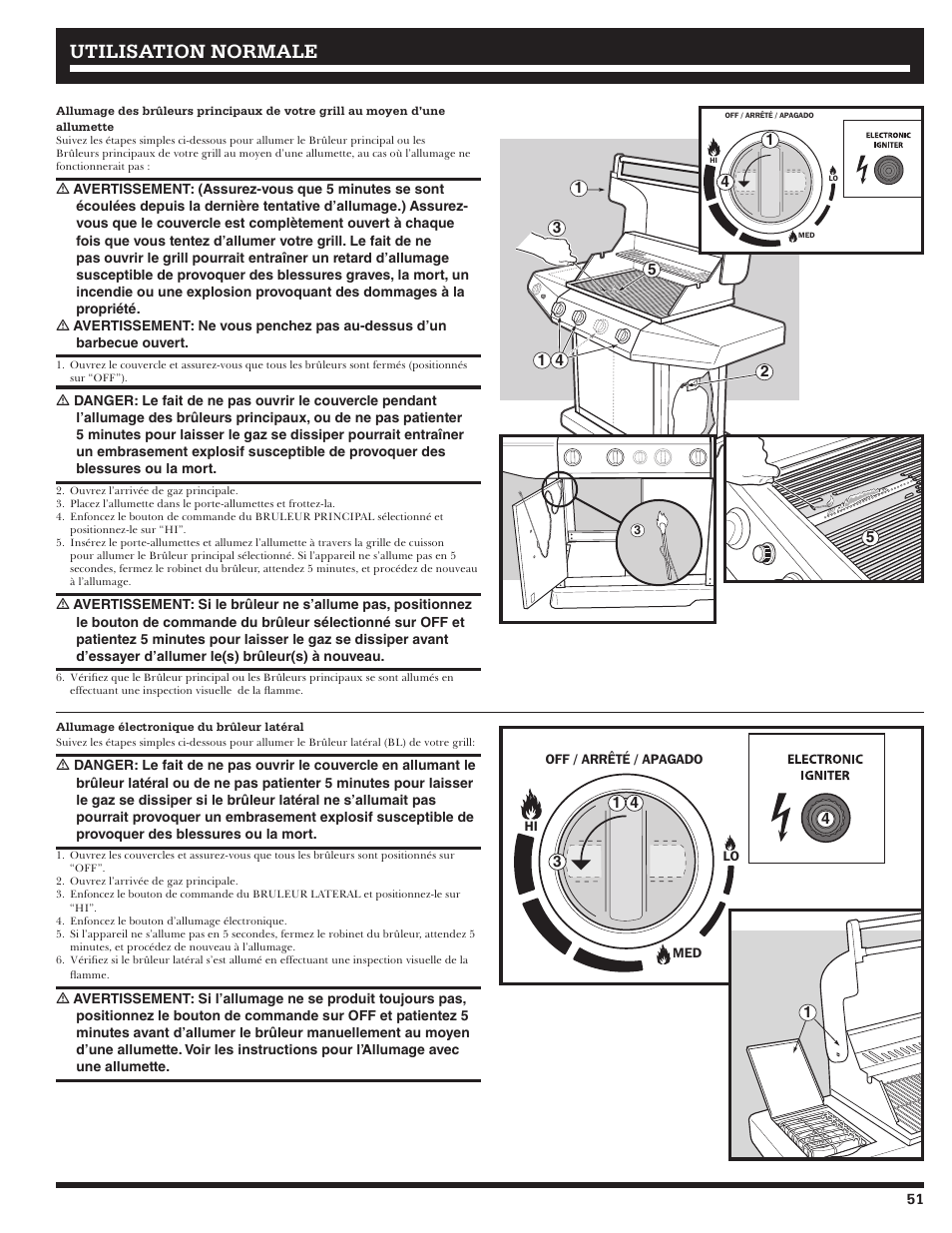 Utilisation normale | Ducane Affinity LP Gass Grill 31-3200 User Manual | Page 51 / 60