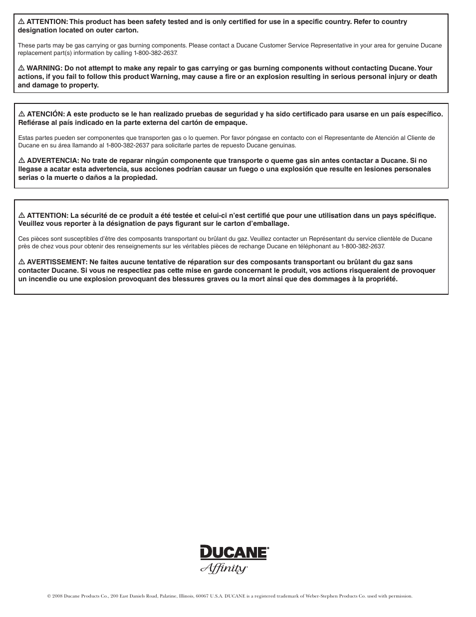 Ducane Affinity LP Gass Grill 31-3200 User Manual | Page 58 / 60