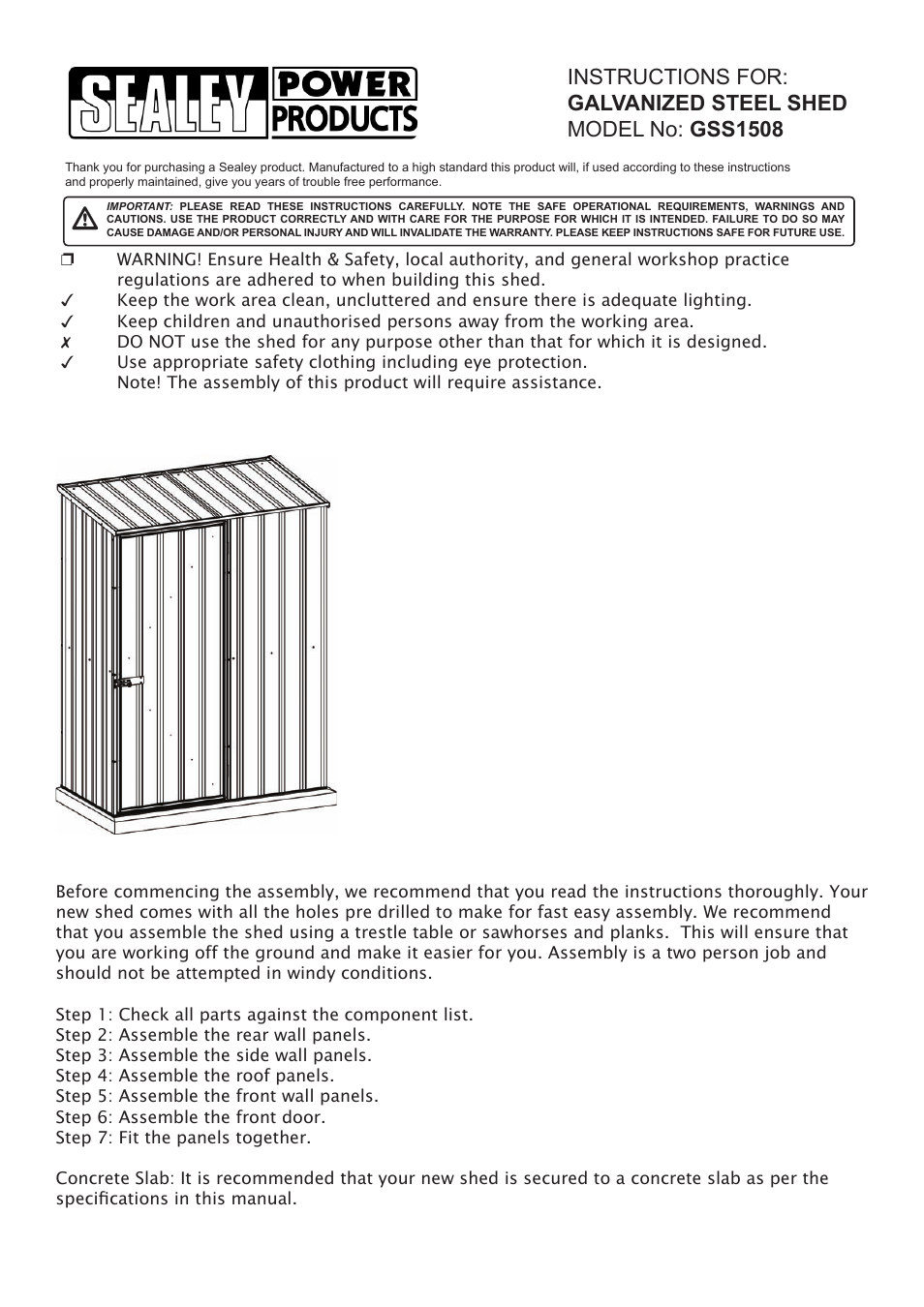 Sealey GSS1508 User Manual | 18 pages