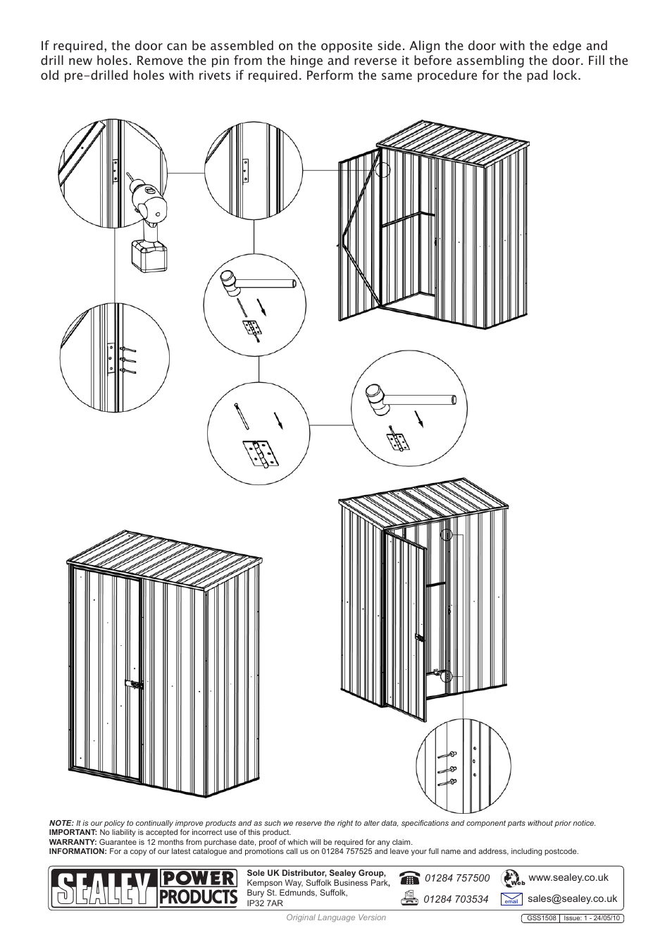 Sealey GSS1508 User Manual | Page 18 / 18