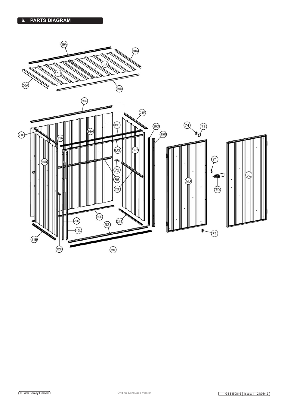 Parts diagram | Sealey GSS150815 User Manual | Page 7 / 20