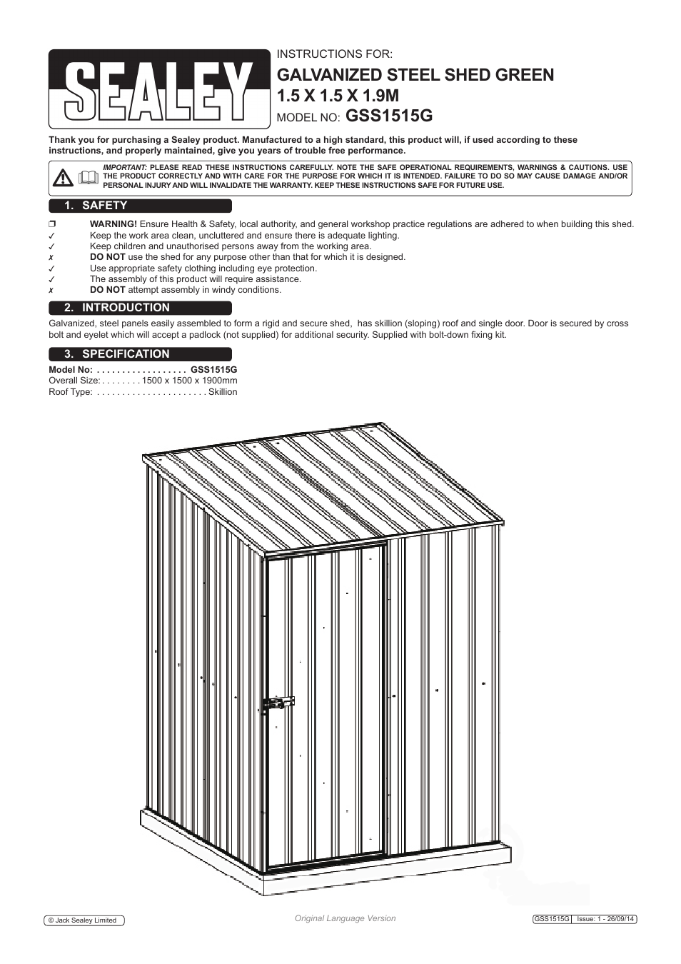 Sealey GSS1515G User Manual | 17 pages