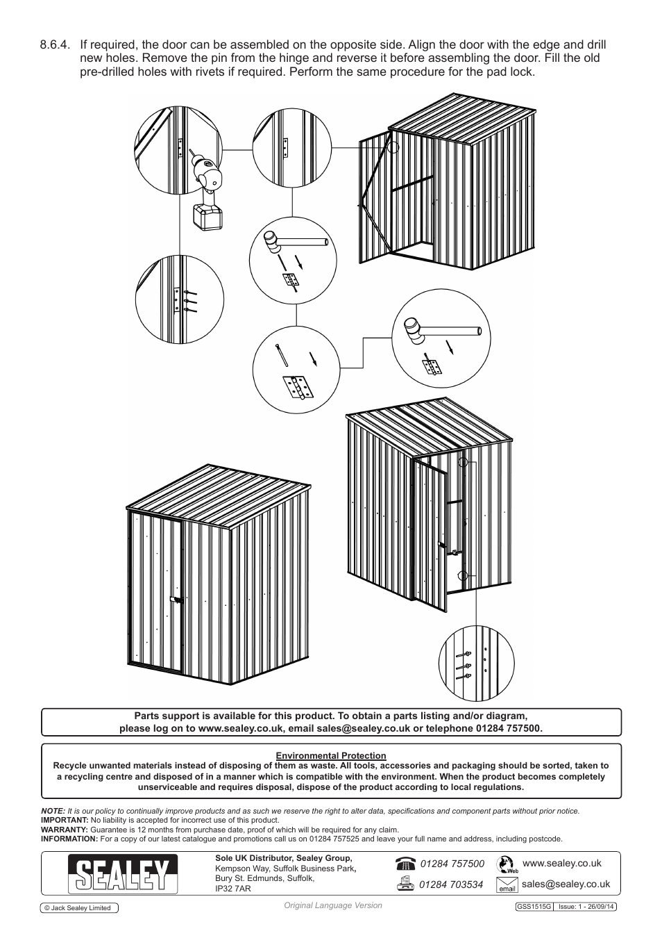 Sealey GSS1515G User Manual | Page 17 / 17