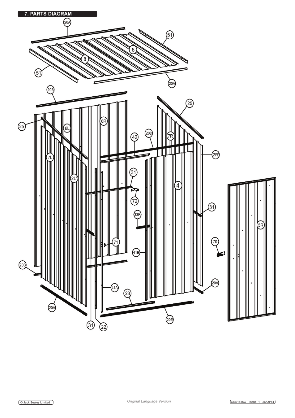 Parts diagram | Sealey GSS1515G User Manual | Page 6 / 17