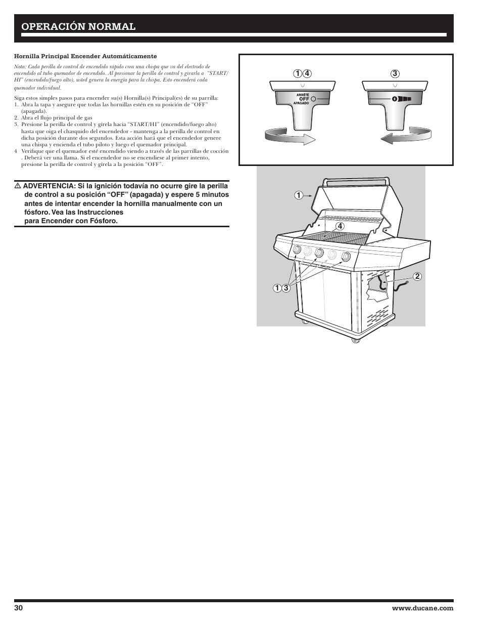 Operación normal | Ducane 3200 User Manual | Page 30 / 56