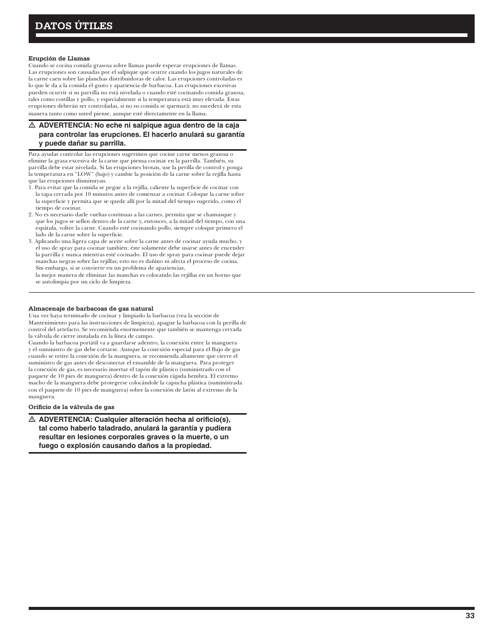 Datos útiles | Ducane 3200 User Manual | Page 33 / 56