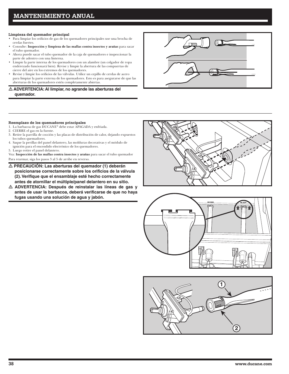 Mantenimiento anual | Ducane 3200 User Manual | Page 38 / 56