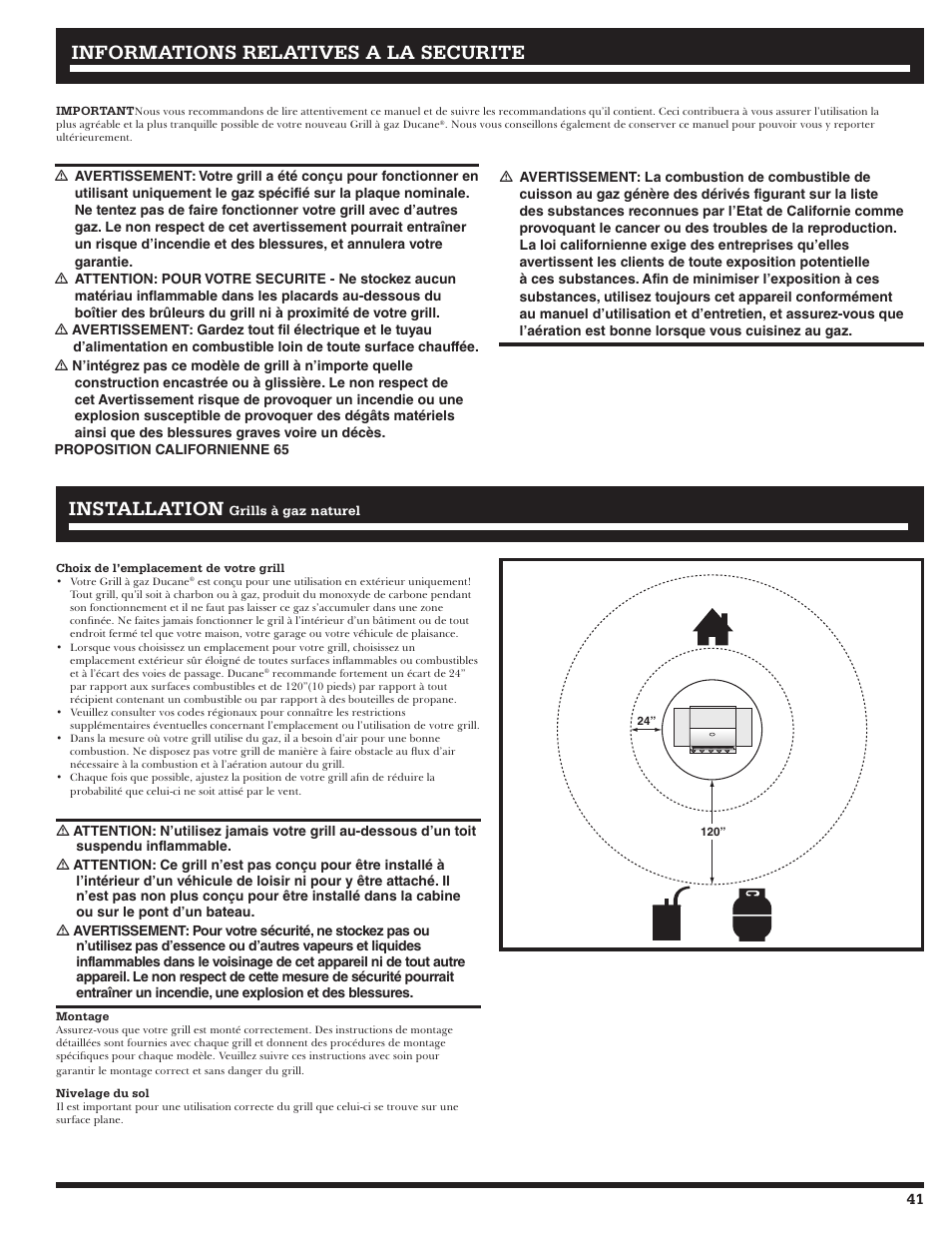 Informations relatives a la securite | Ducane 3200 User Manual | Page 41 / 56