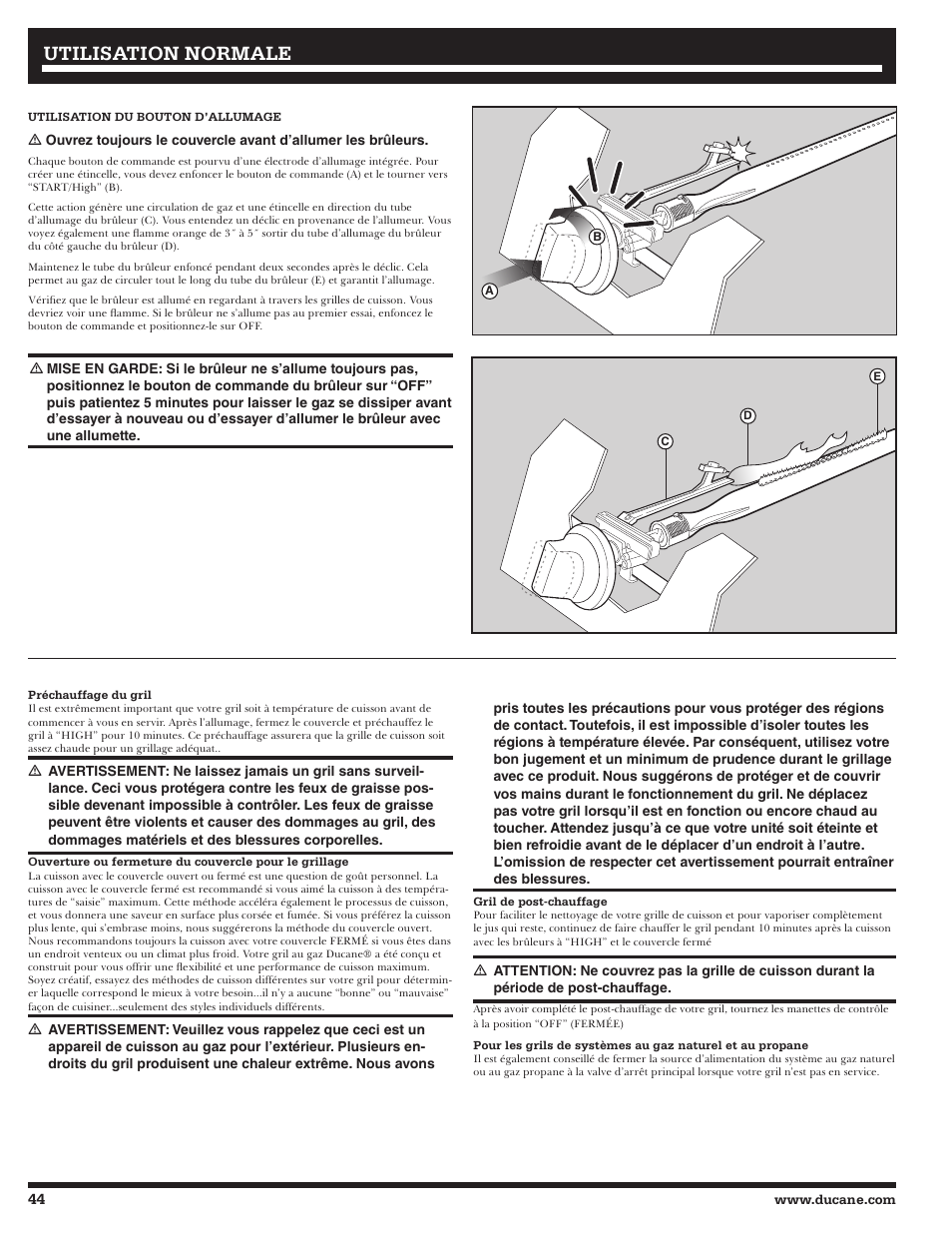 Utilisation normale | Ducane 3200 User Manual | Page 44 / 56