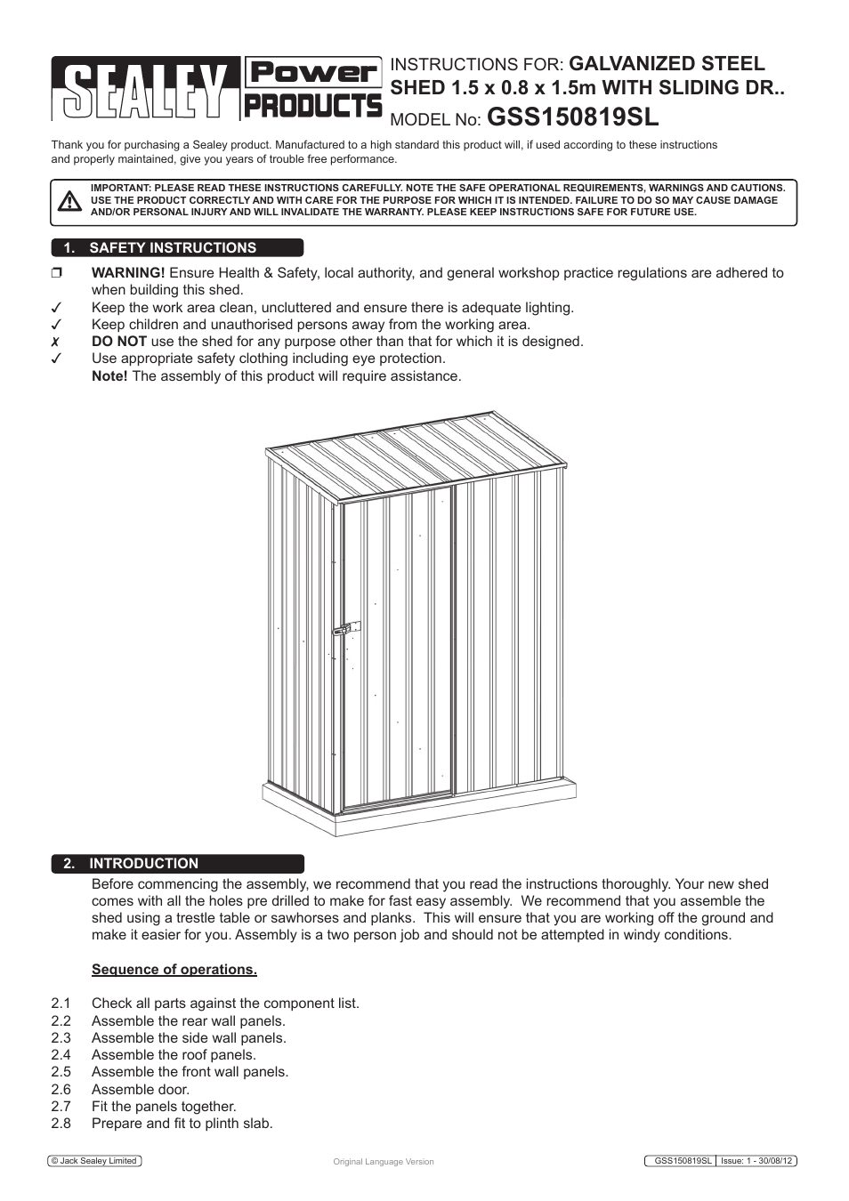 Sealey GSS150819SL User Manual | 18 pages