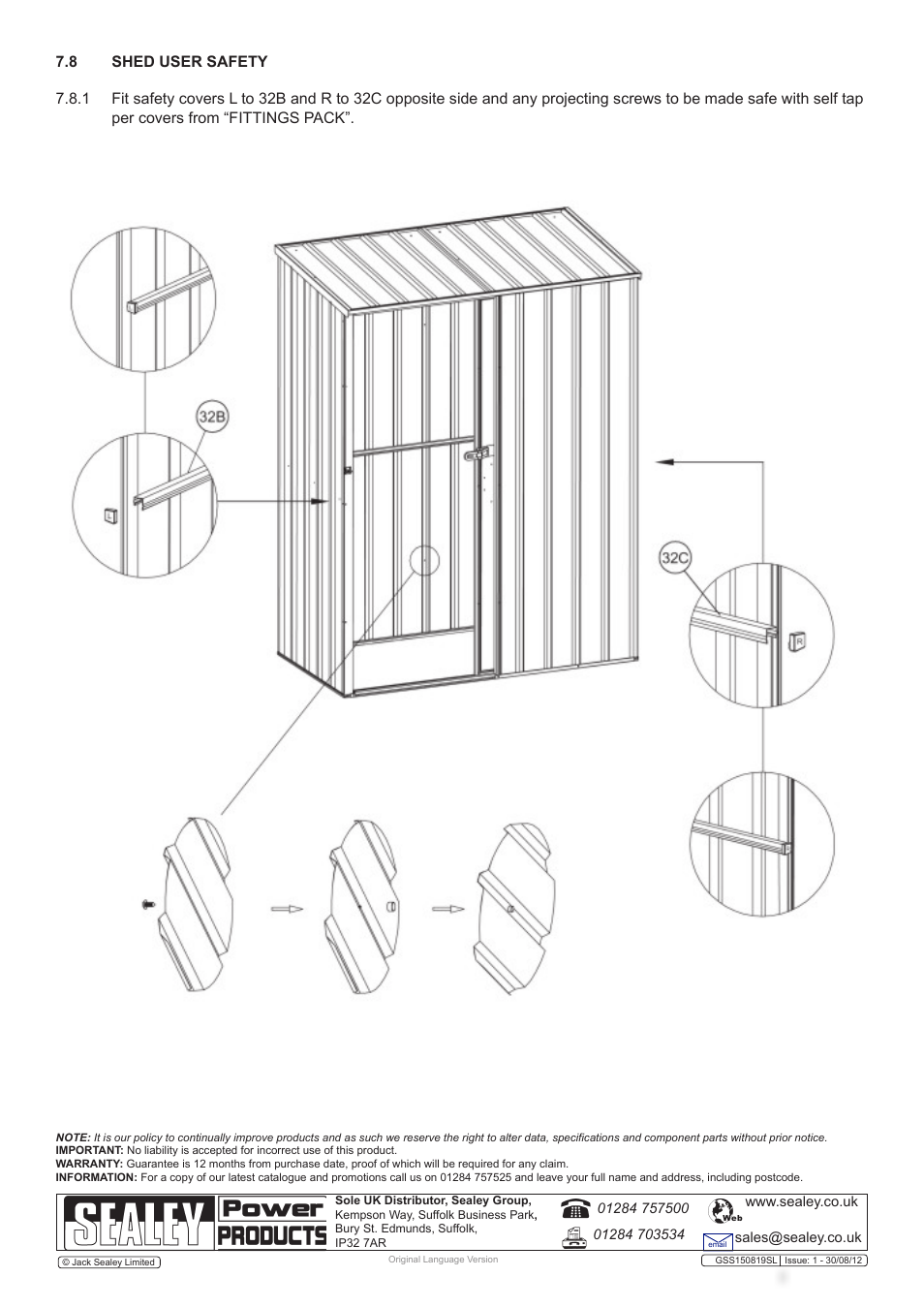 Sealey GSS150819SL User Manual | Page 18 / 18