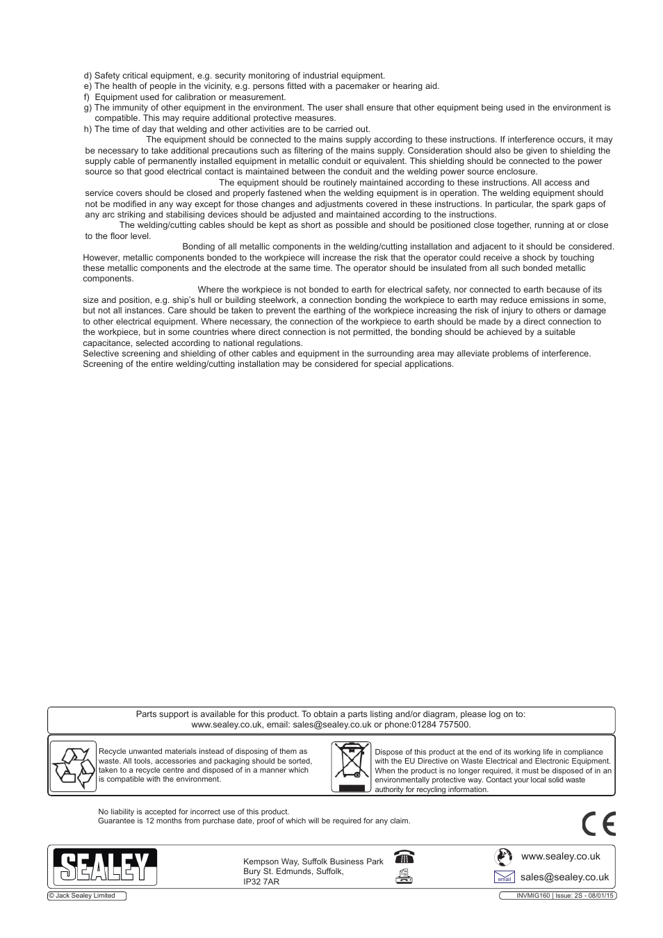 Sealey INVMIG160 User Manual | Page 7 / 7