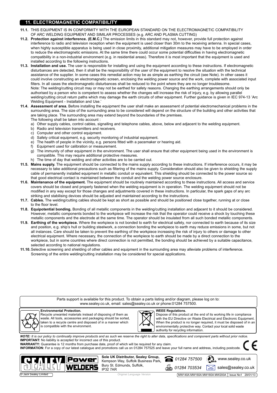 Electromagnetic compatibility | Sealey MW140A User Manual | Page 6 / 6