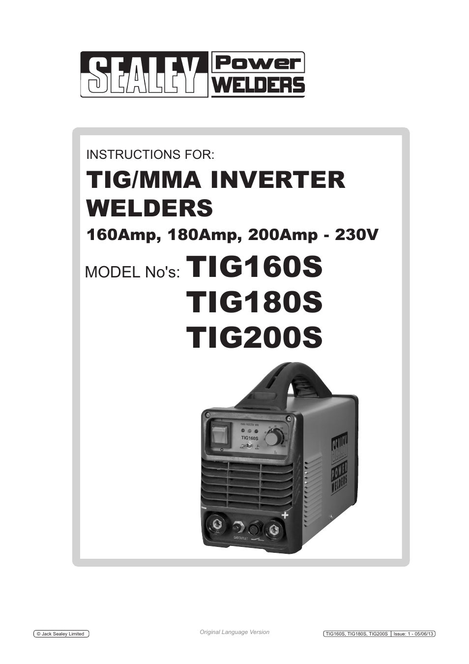 Sealey TIG160S User Manual | 7 pages