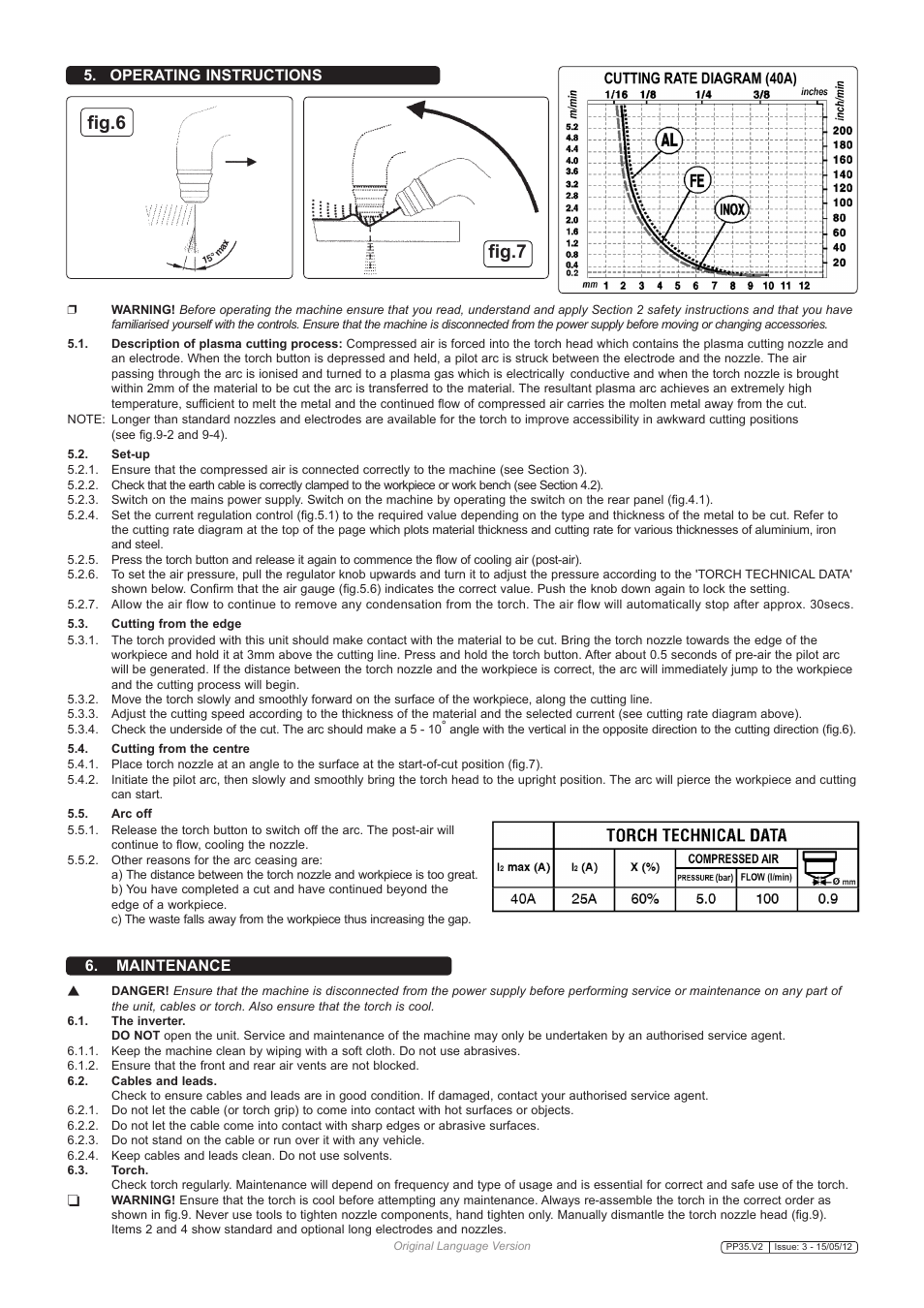 Fig.6, Fig.7, Maintenance | Operating instructions | Sealey PP35 User Manual | Page 5 / 7