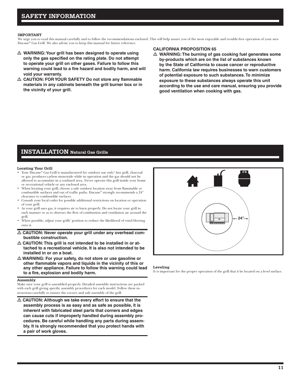 Safety information installation installation | Ducane 2020802 User Manual | Page 11 / 60