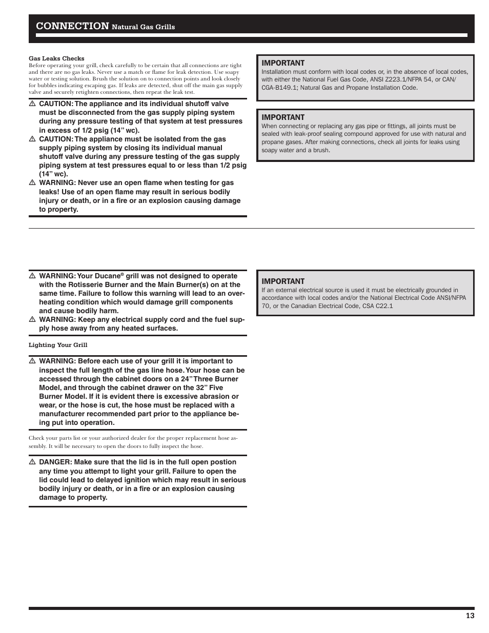 Connection | Ducane 2020802 User Manual | Page 13 / 60