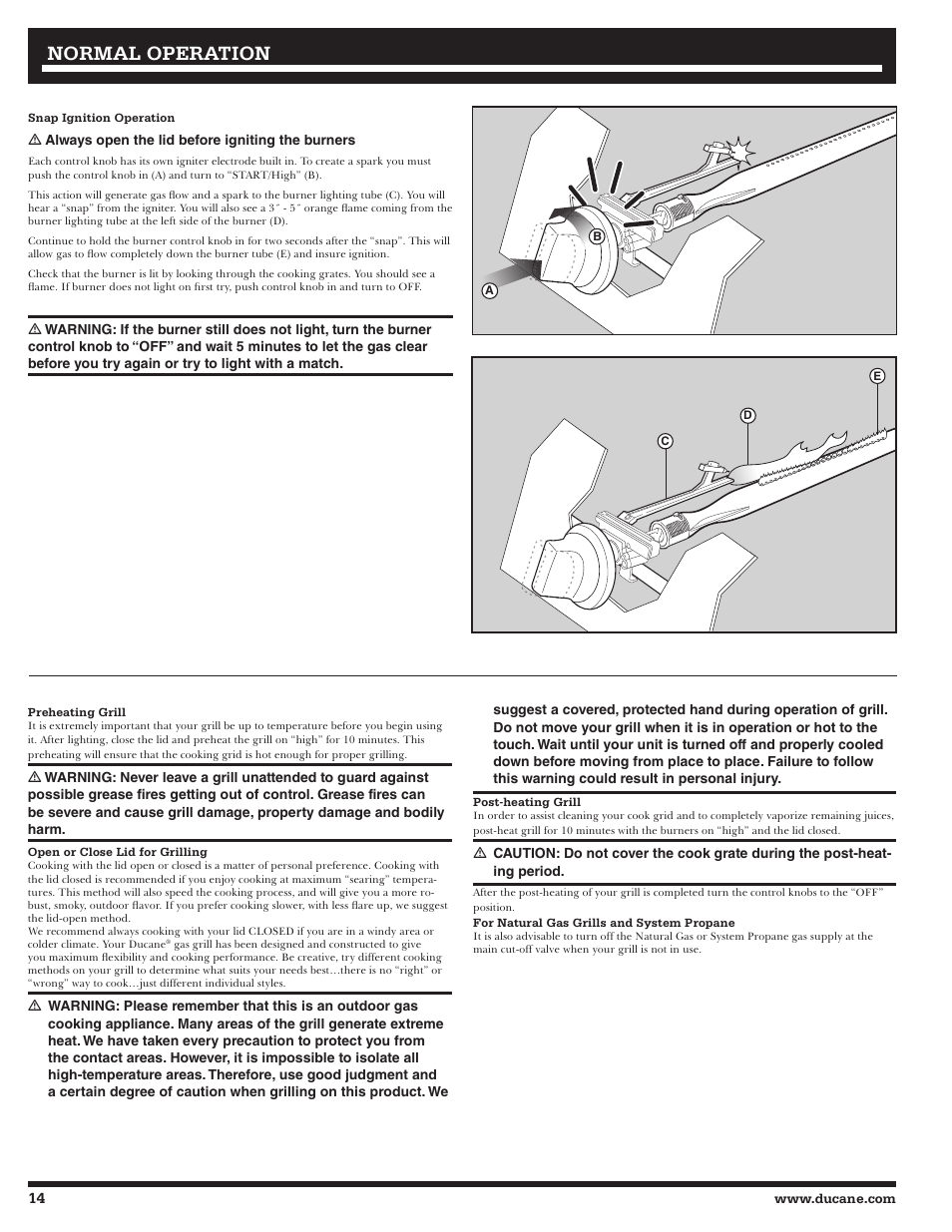 Normal operation | Ducane 2020802 User Manual | Page 14 / 60