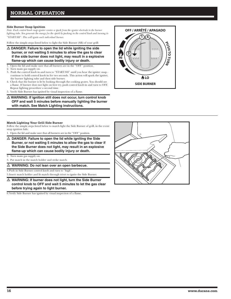 Normal operation | Ducane 2020802 User Manual | Page 16 / 60