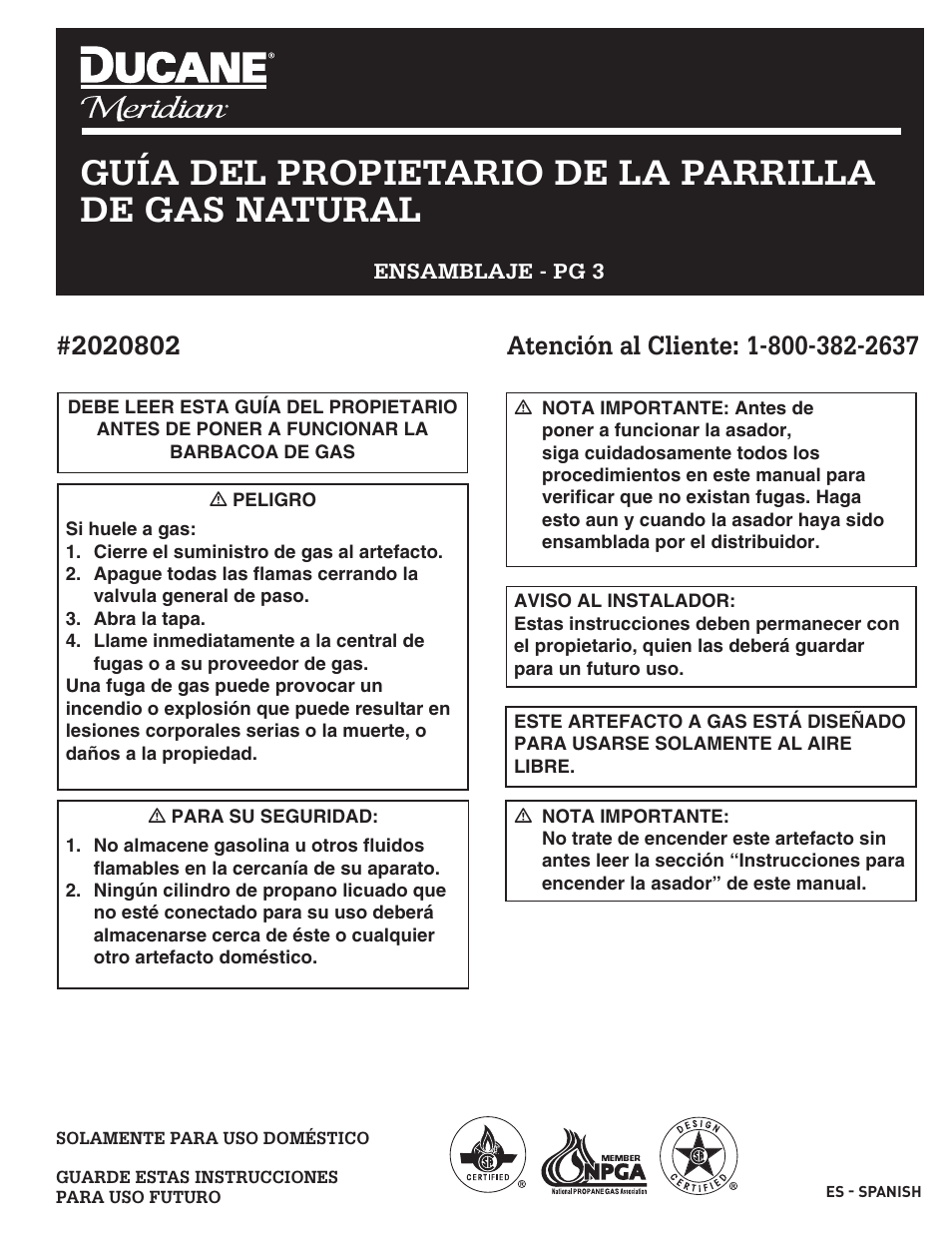 Guía del propietario de la parrilla de gas natural | Ducane 2020802 User Manual | Page 25 / 60