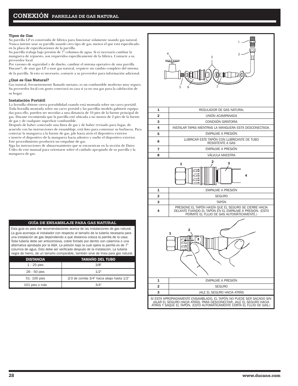 Conexión, Parrillas de gas natural | Ducane 2020802 User Manual | Page 28 / 60