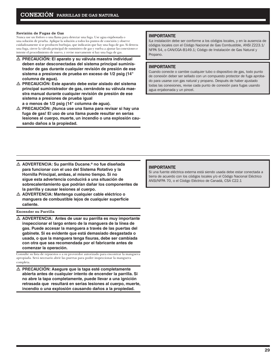 Conexión | Ducane 2020802 User Manual | Page 29 / 60
