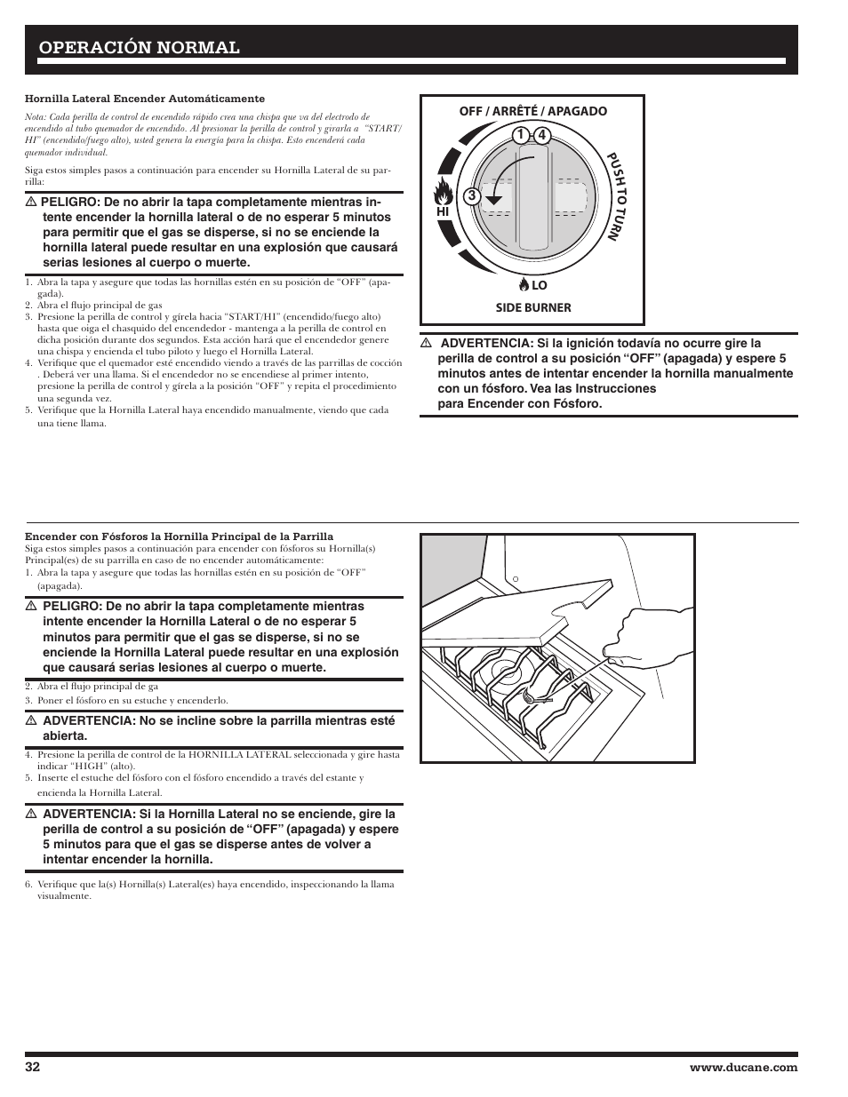 Operación normal | Ducane 2020802 User Manual | Page 32 / 60