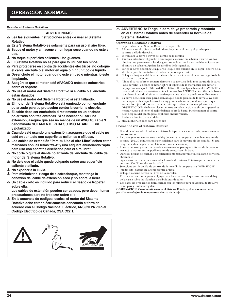 Operación normal | Ducane 2020802 User Manual | Page 34 / 60