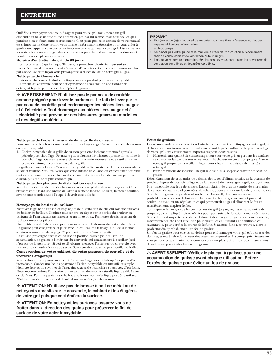 Entretien | Ducane 2020802 User Manual | Page 53 / 60