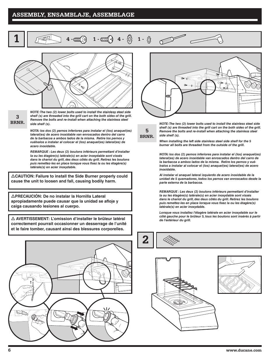 Assembly, ensamblaje, assemblage | Ducane 2020802 User Manual | Page 6 / 60