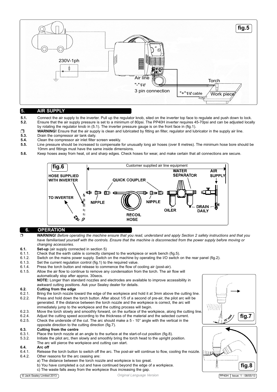 Fig.7 fig.8, Fig.6, Fig.5 | Sealey PP40H User Manual | Page 5 / 7