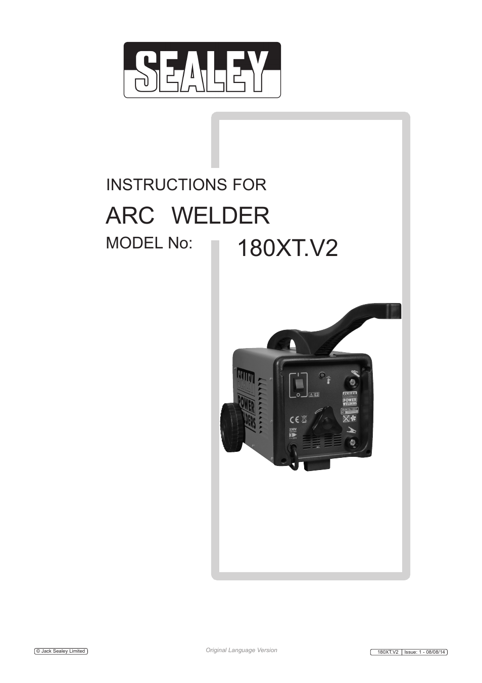 Sealey 180XT User Manual | 8 pages