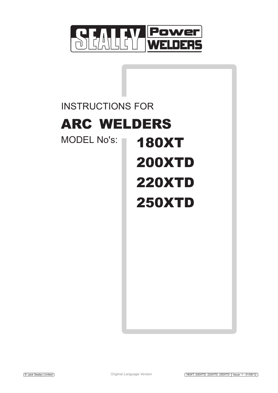 Sealey 200XTD User Manual | 8 pages