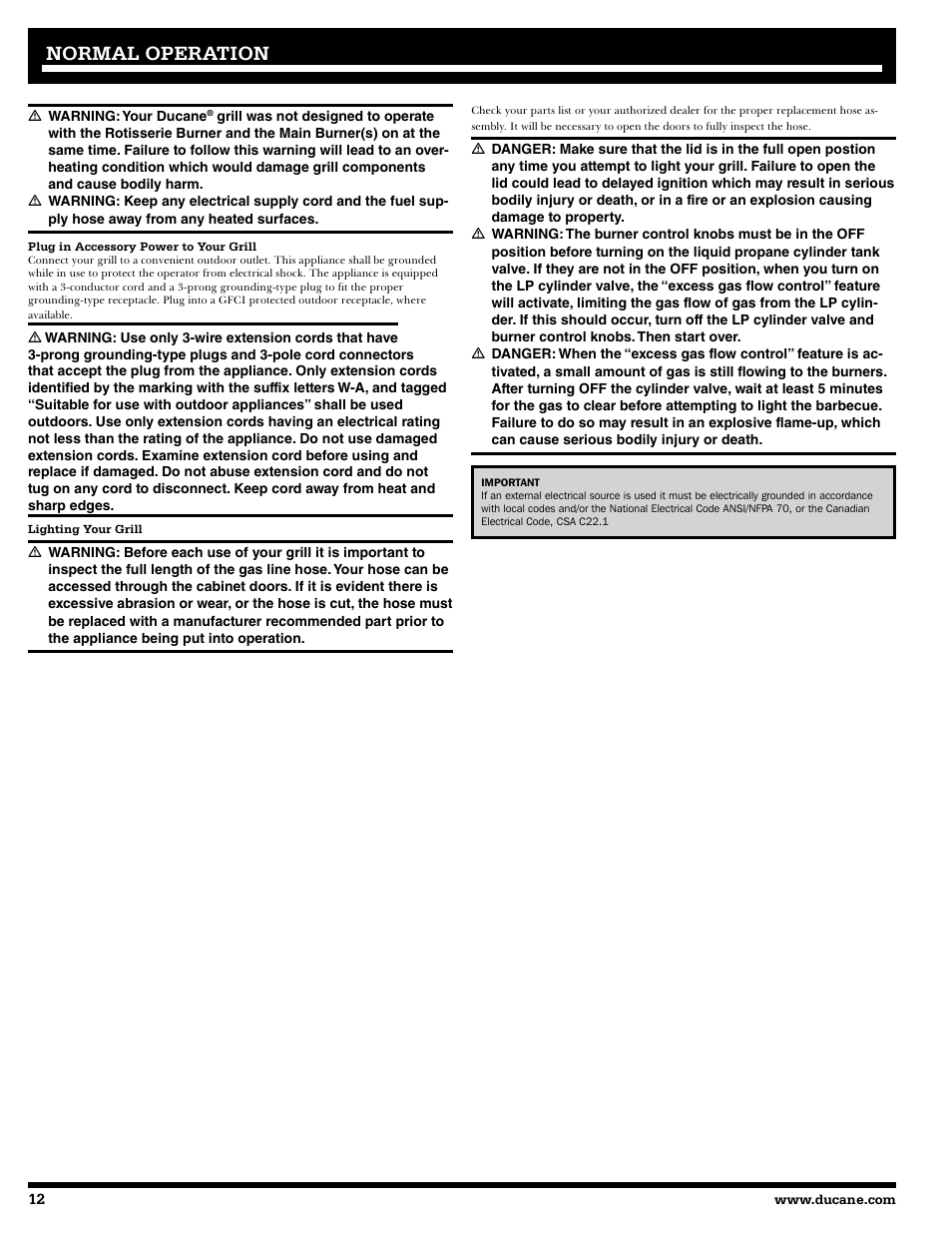 Normal operation | Ducane 2020805 User Manual | Page 12 / 68