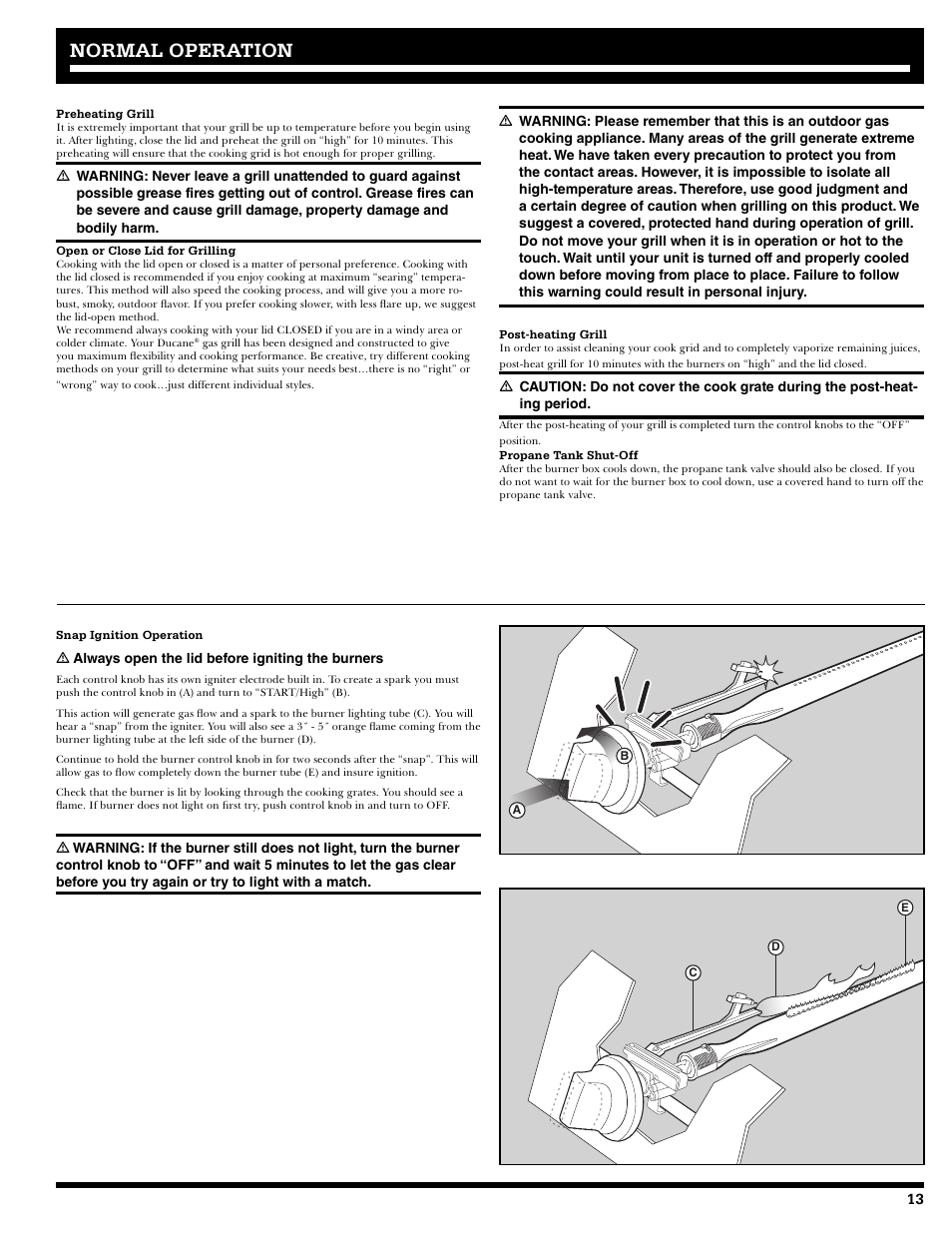 Normal operation | Ducane 2020805 User Manual | Page 13 / 68