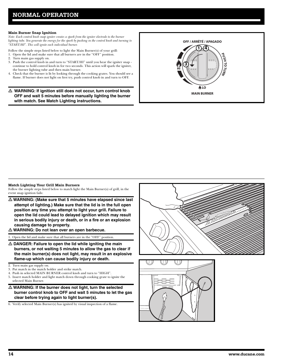 Normal operation | Ducane 2020805 User Manual | Page 14 / 68