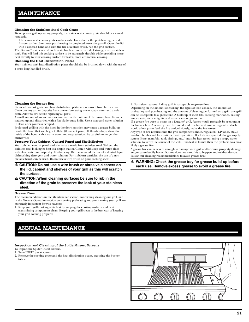 Maintenance, Annual maintenance | Ducane 2020805 User Manual | Page 21 / 68