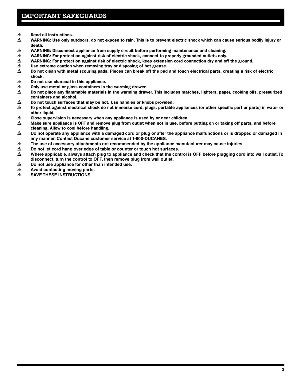 Important safeguards | Ducane 2020805 User Manual | Page 3 / 68