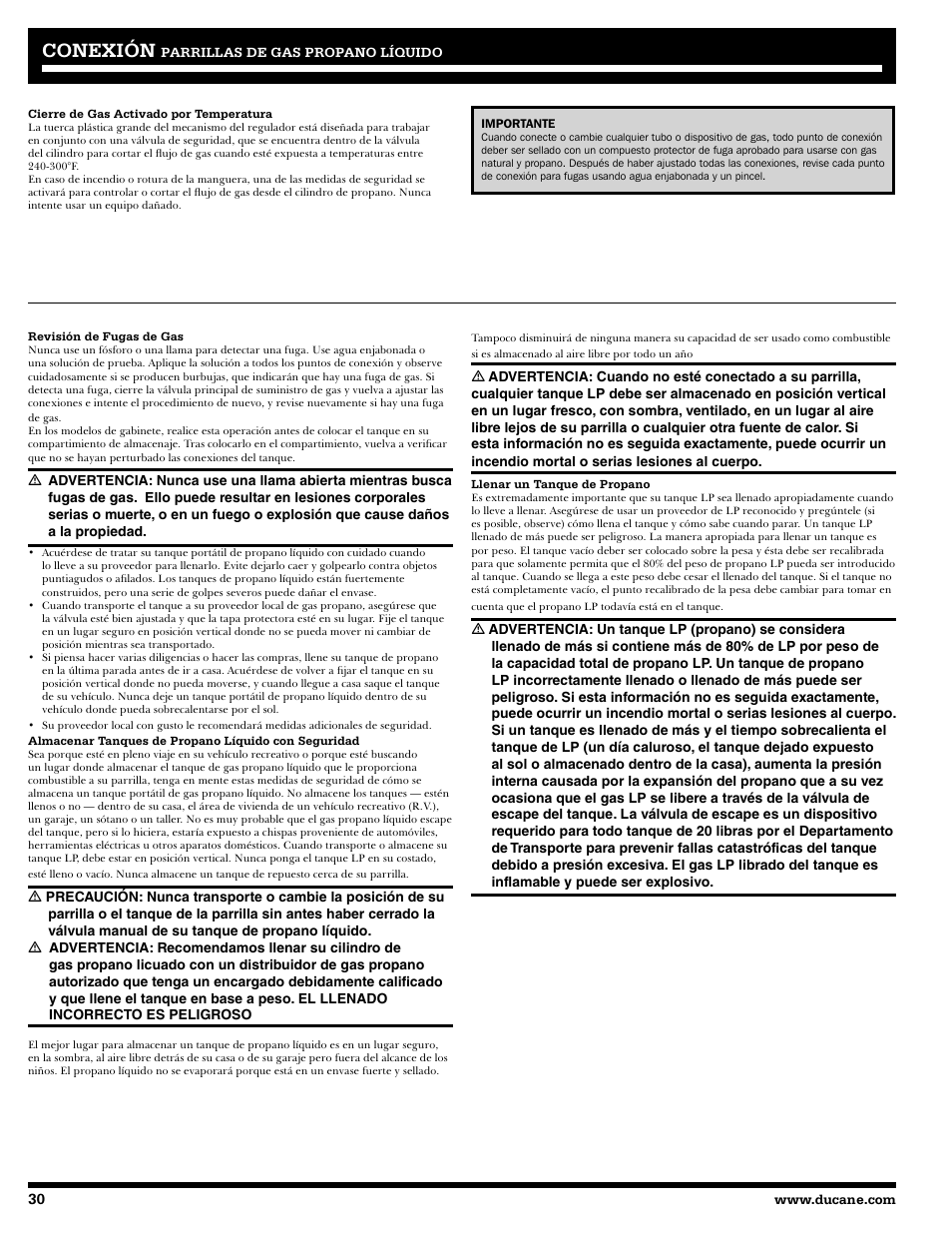 Conexión | Ducane 2020805 User Manual | Page 30 / 68