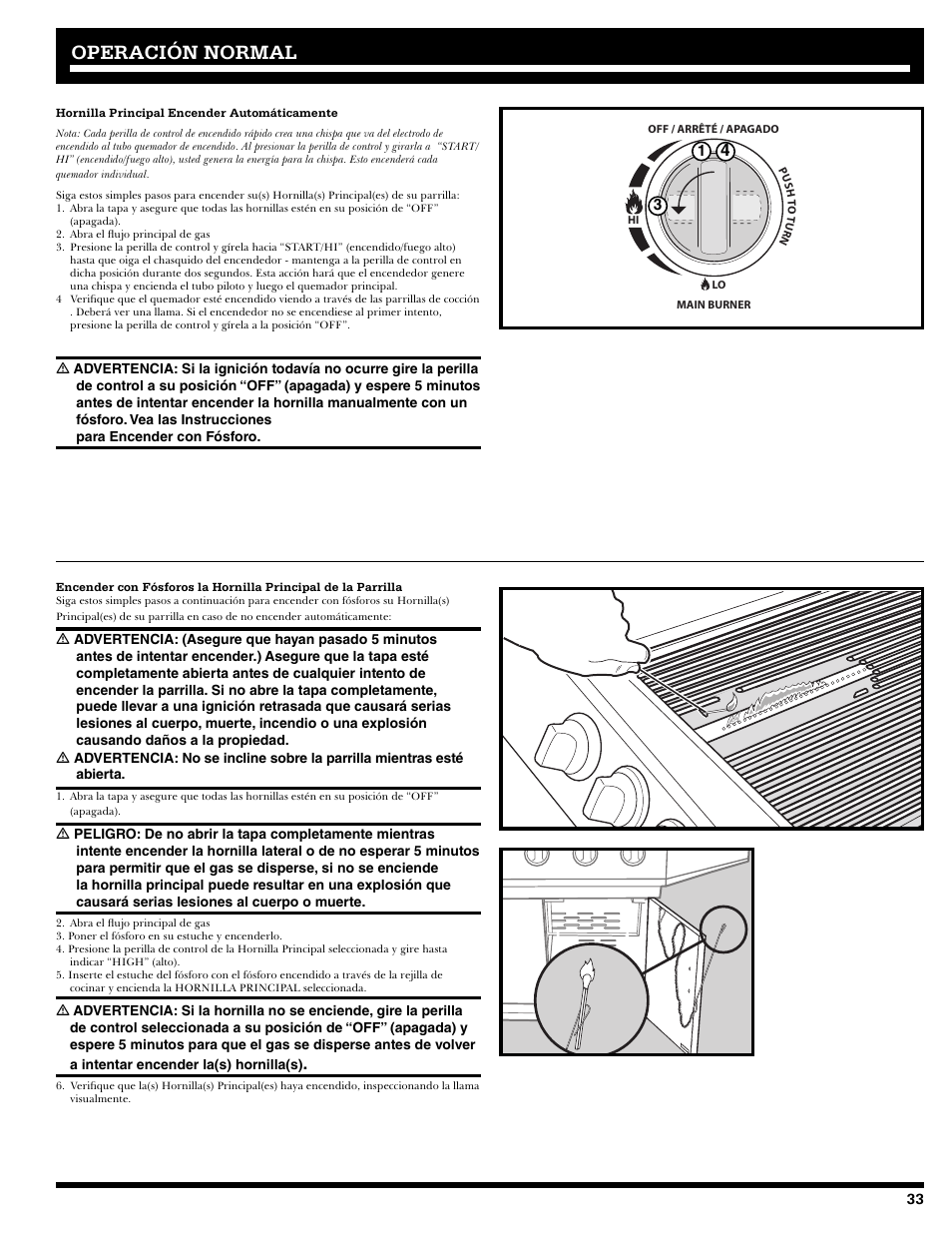 Operación normal | Ducane 2020805 User Manual | Page 33 / 68