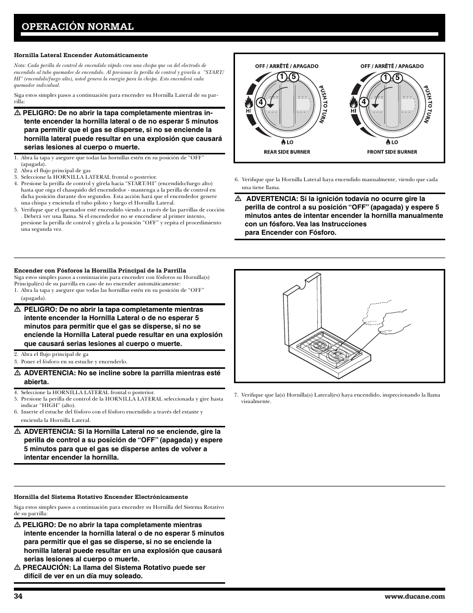 Operación normal | Ducane 2020805 User Manual | Page 34 / 68