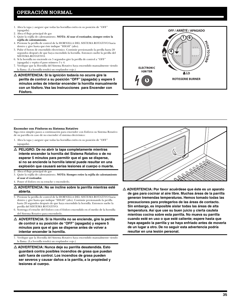 Operación normal | Ducane 2020805 User Manual | Page 35 / 68