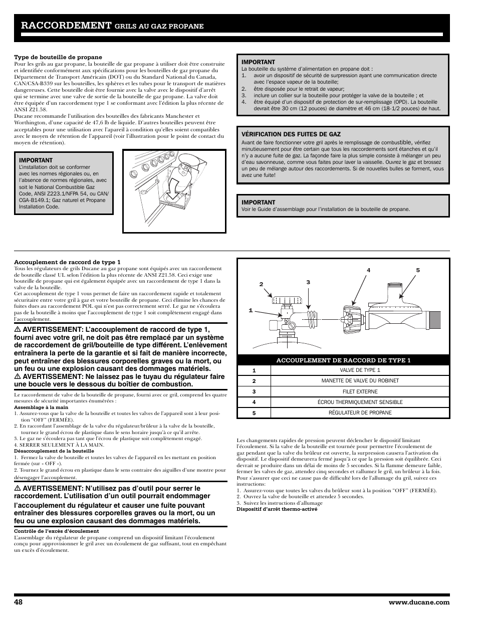 Rraccordement accordement | Ducane 2020805 User Manual | Page 48 / 68