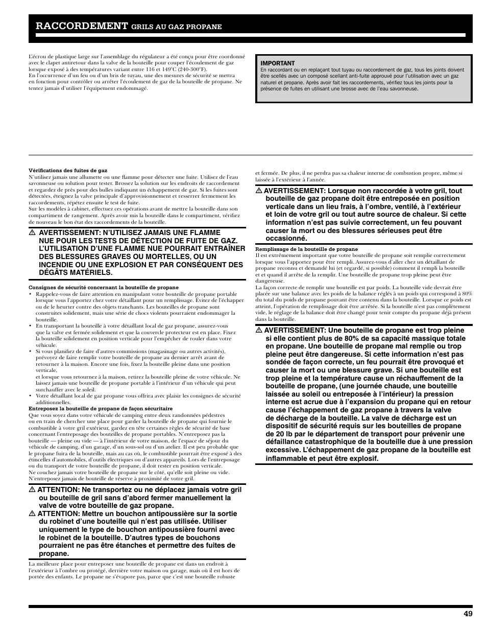 Rraccordement accordement | Ducane 2020805 User Manual | Page 49 / 68