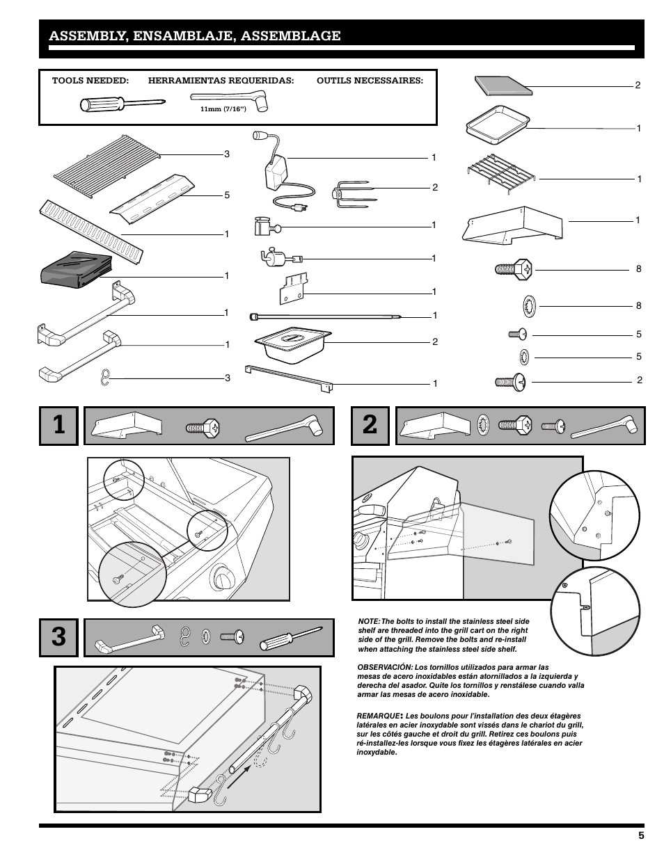 Assembly, ensamblaje, assemblage | Ducane 2020805 User Manual | Page 5 / 68