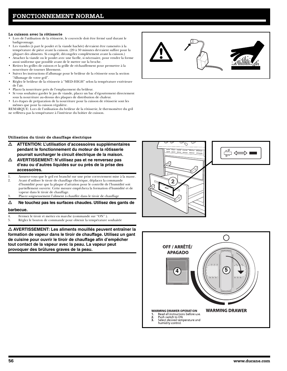 Fonctionnement, Fonctionnement normal normal | Ducane 2020805 User Manual | Page 56 / 68